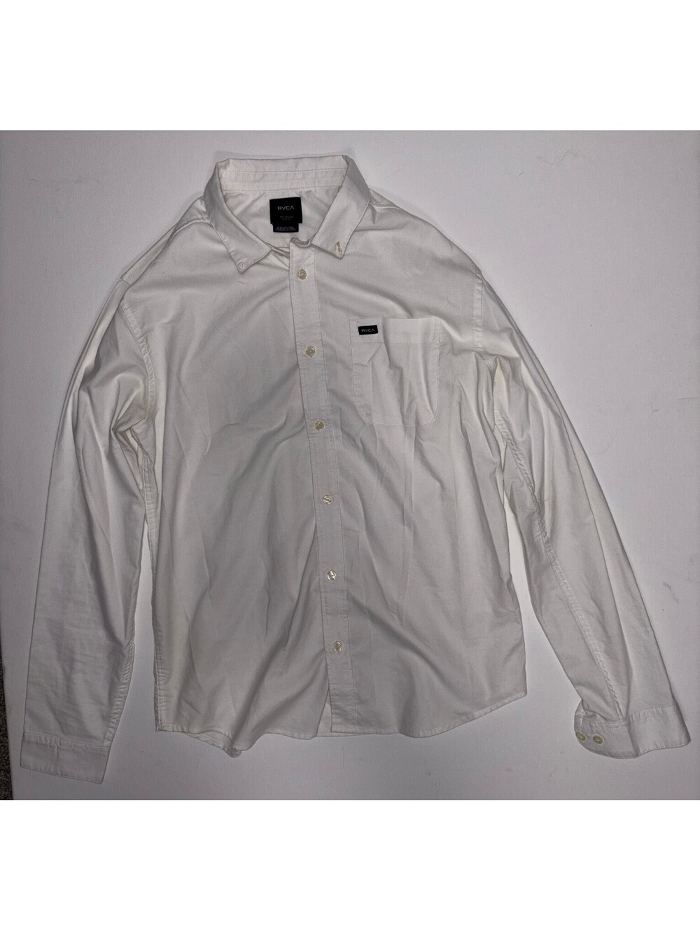 RVCA white long sleeve button-up shirt